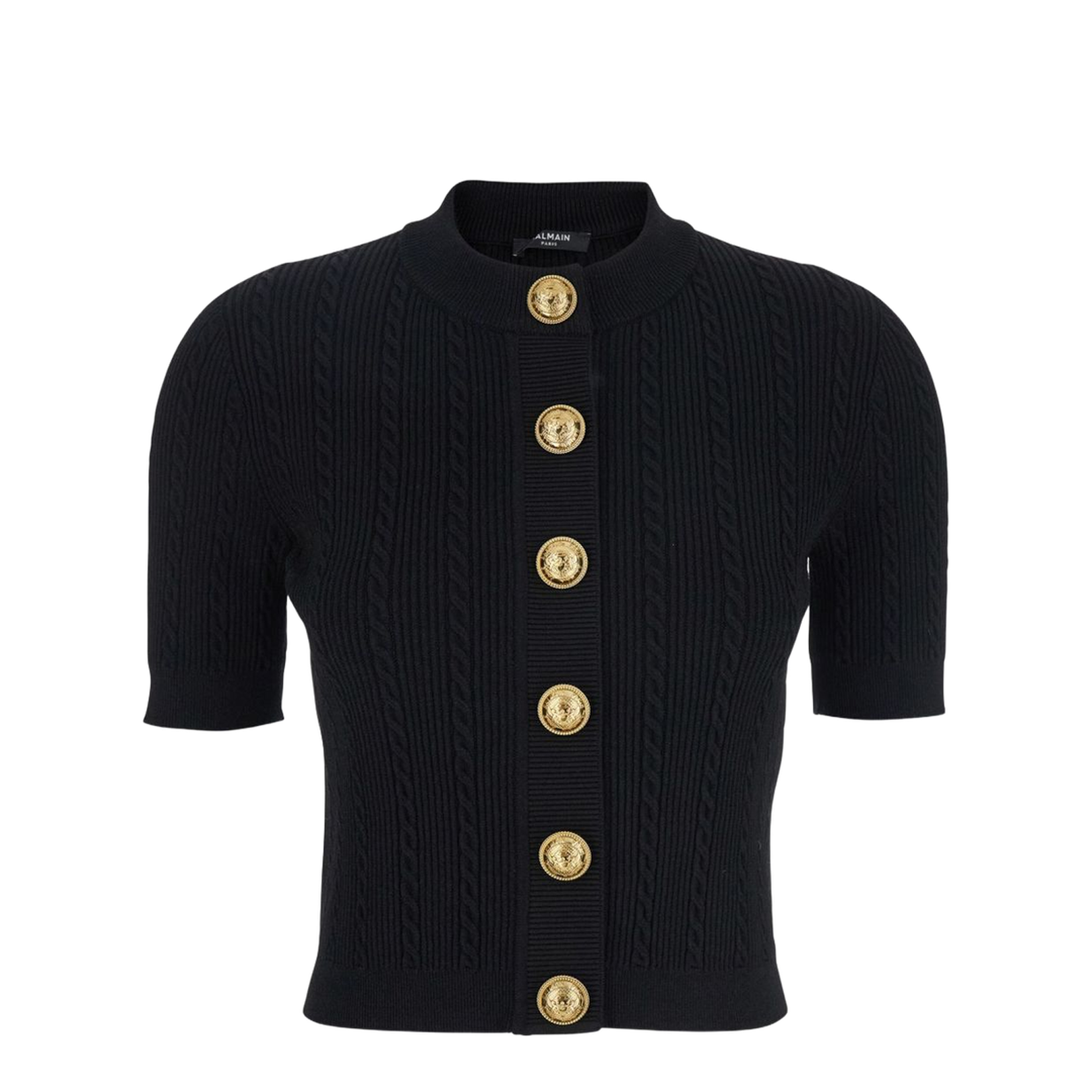 Black Cable Knit Cardigan - Image 1