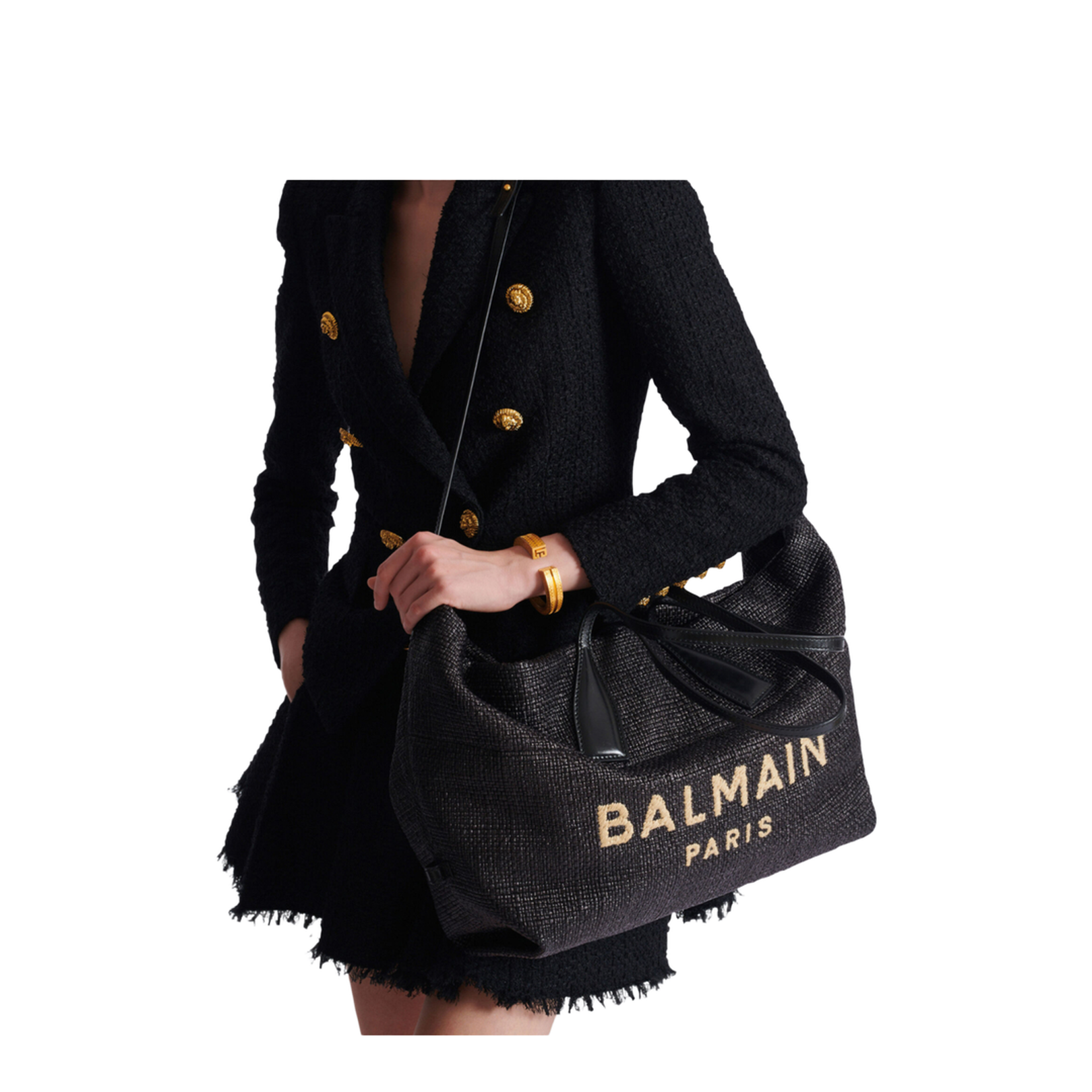 Track Tote Bag Raffia Black - Image 5