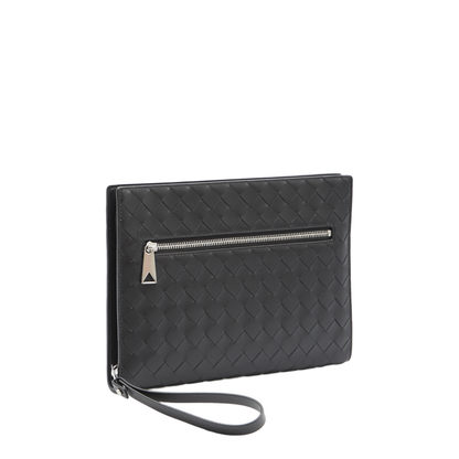 Intrecciato Leather Pouch - Black - Image 2
