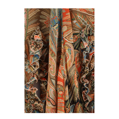 Silk Long Skirt with Flounce and Paisley Motif - Image 3