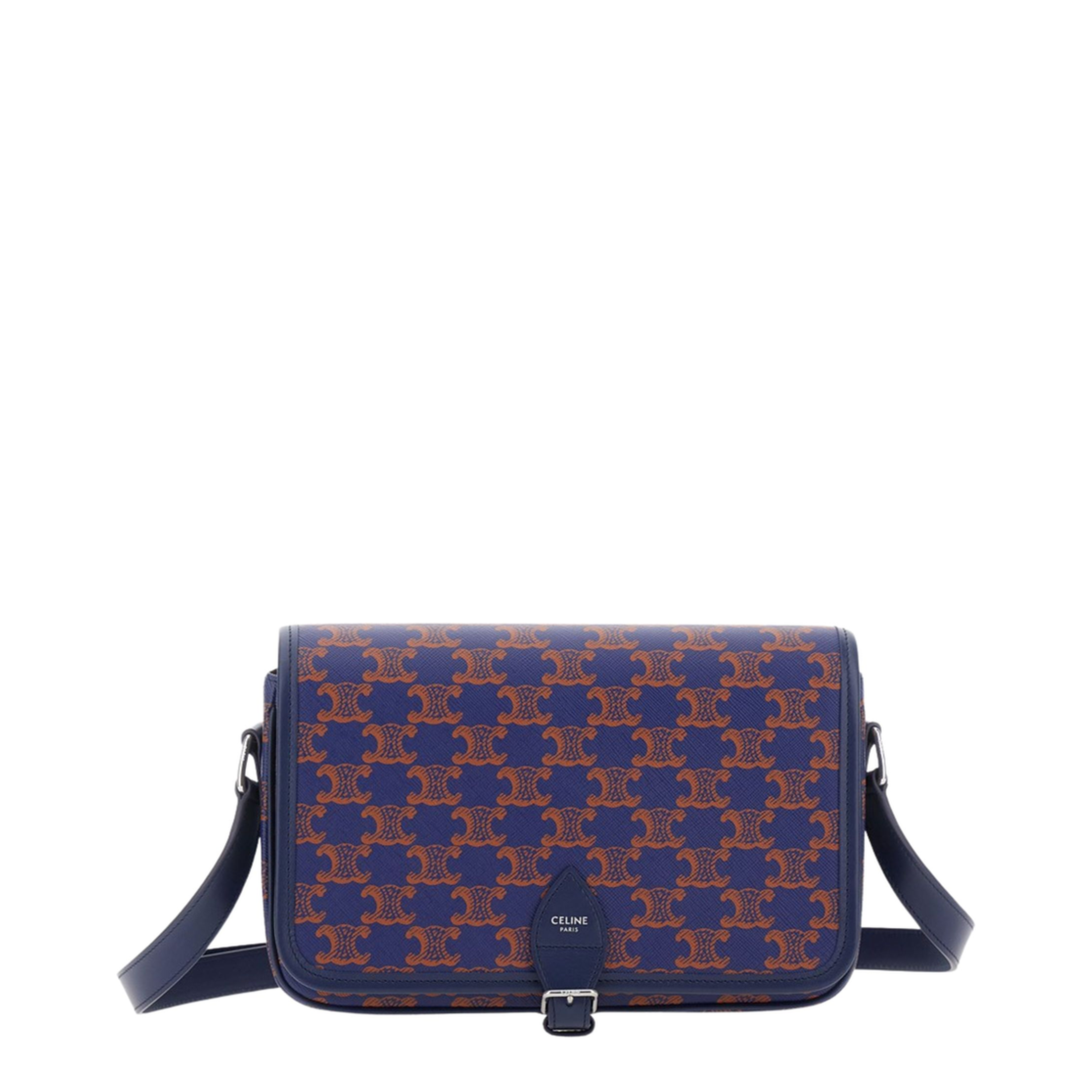 Folco Small Triomphe Canvas Calfskin Messenger - Deep Navy - Image 2