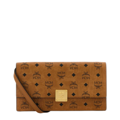 MCM Aren Visetos Crossbody Wallet With Detachable Strap in Cognac - Image 1