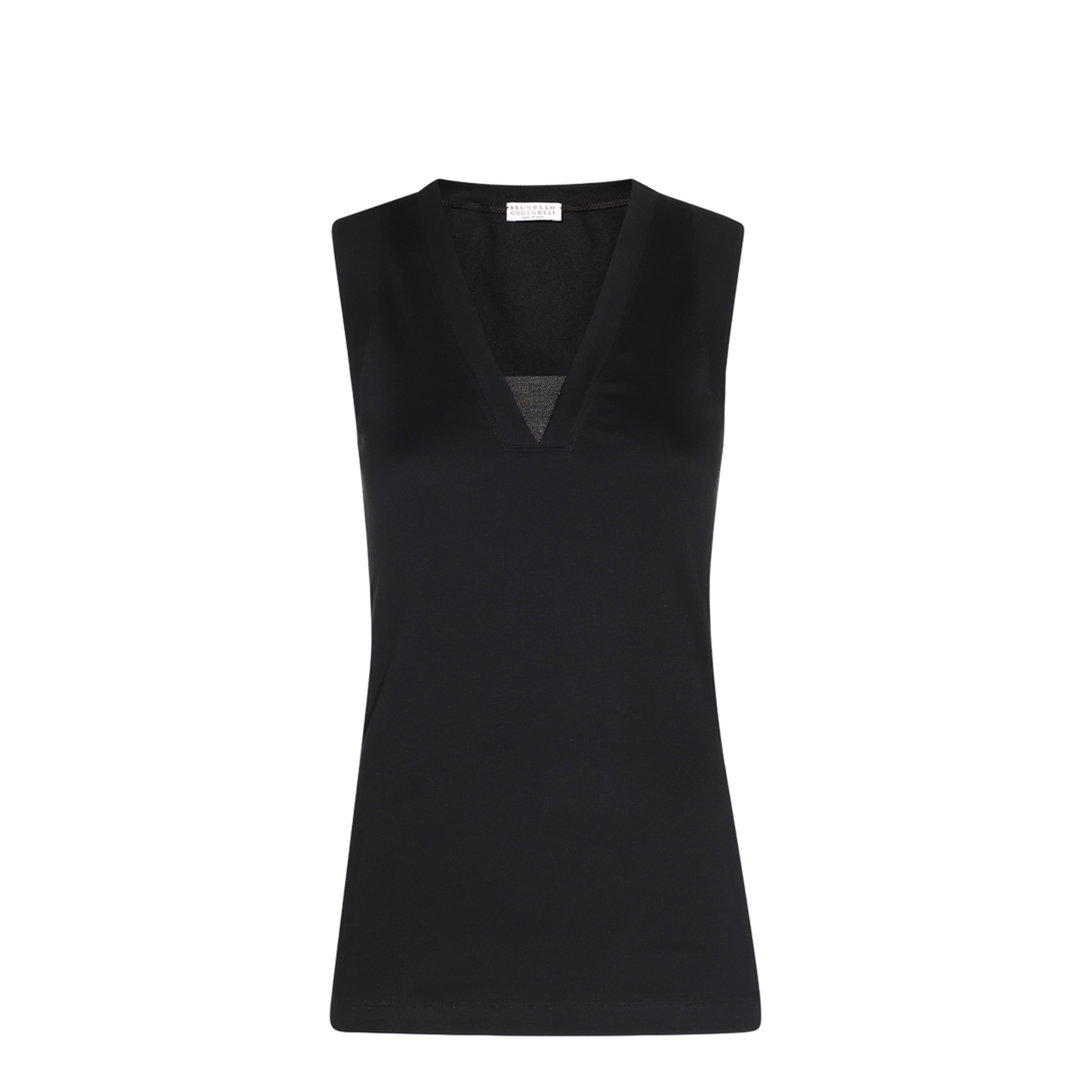 Black Cotton Blend Tank Top - Image 2
