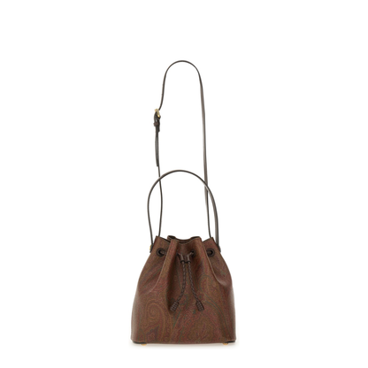 Arnica Small Paisley Jacquard Cotton Bucket Bag - Brown - Image 3