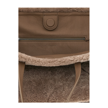 Large Shoulder Bag in Curly Shearling - Image 4
