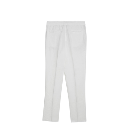 White Linen Drawstring Trousers - Image 2