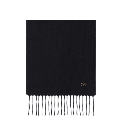 Black Cashmere Scarf with VLogo Detail - Image 2