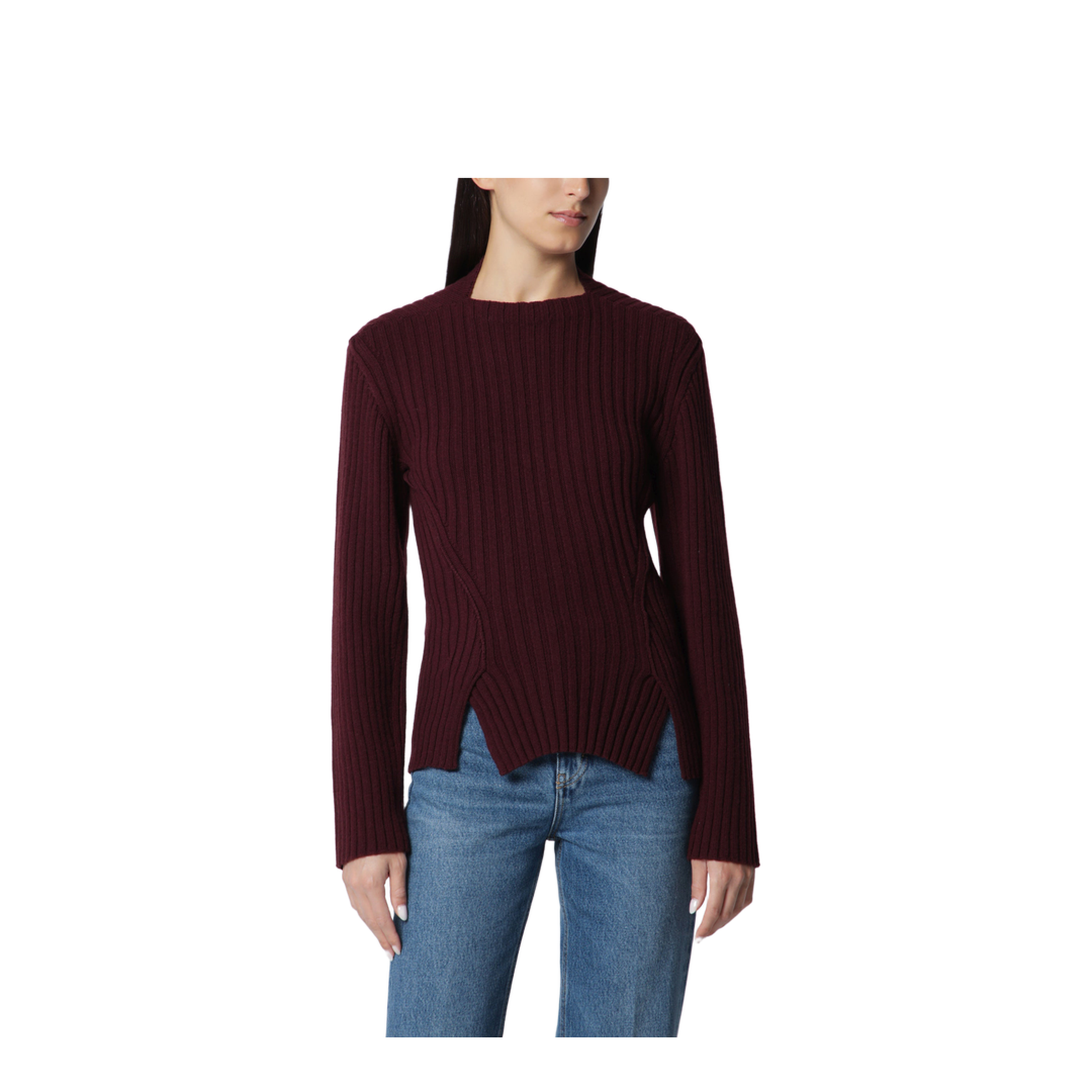 Ribbed Sweater in Dark Grey Wool and Cashmere - Image 1