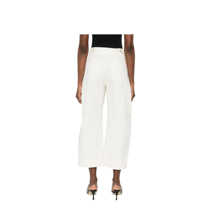COTTON AND WOOL COCOON CROPPED CARGO PANTS - Image 3