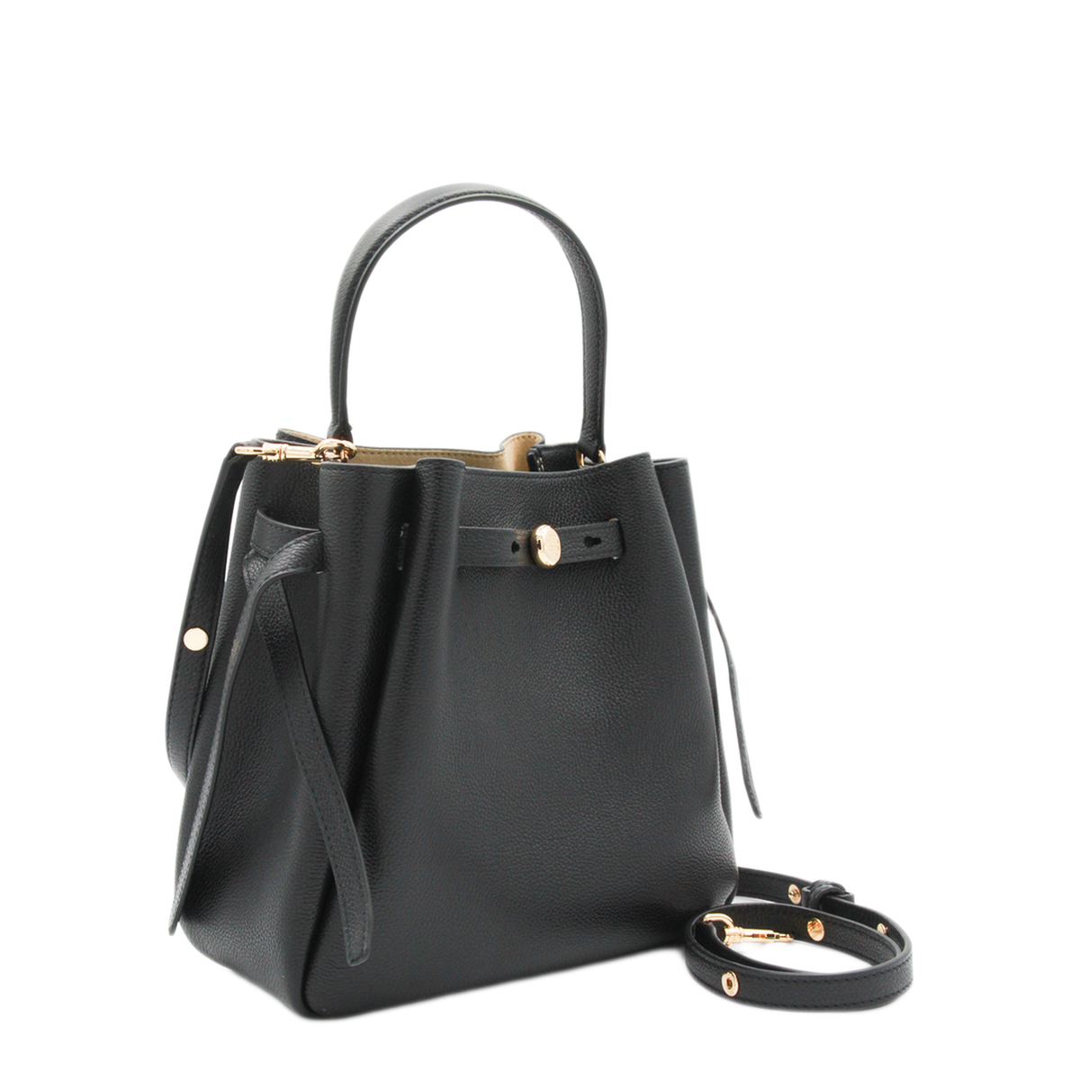 Romy Pebbled Leather Bucket Bag - Black - Image 3