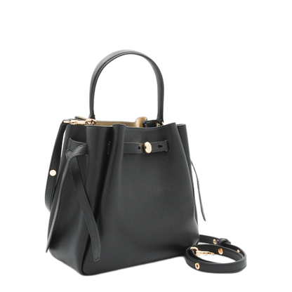 Romy Pebbled Leather Bucket Bag - Black - Image 3