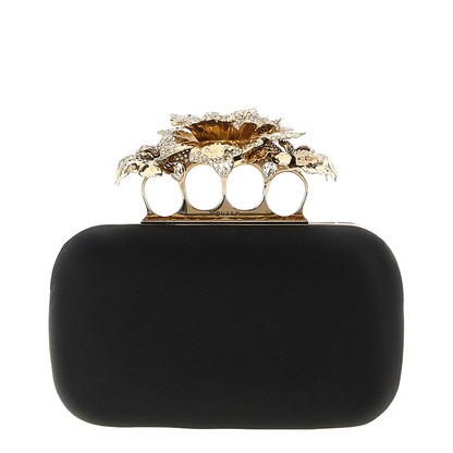 Carnation Knuckle Clutch in Black - Image 1