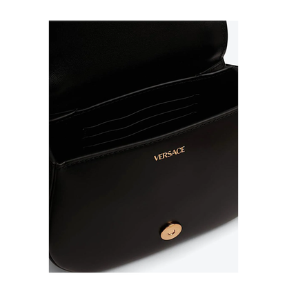 Versace La Greca Saddle Bag Leather Black - Image 3