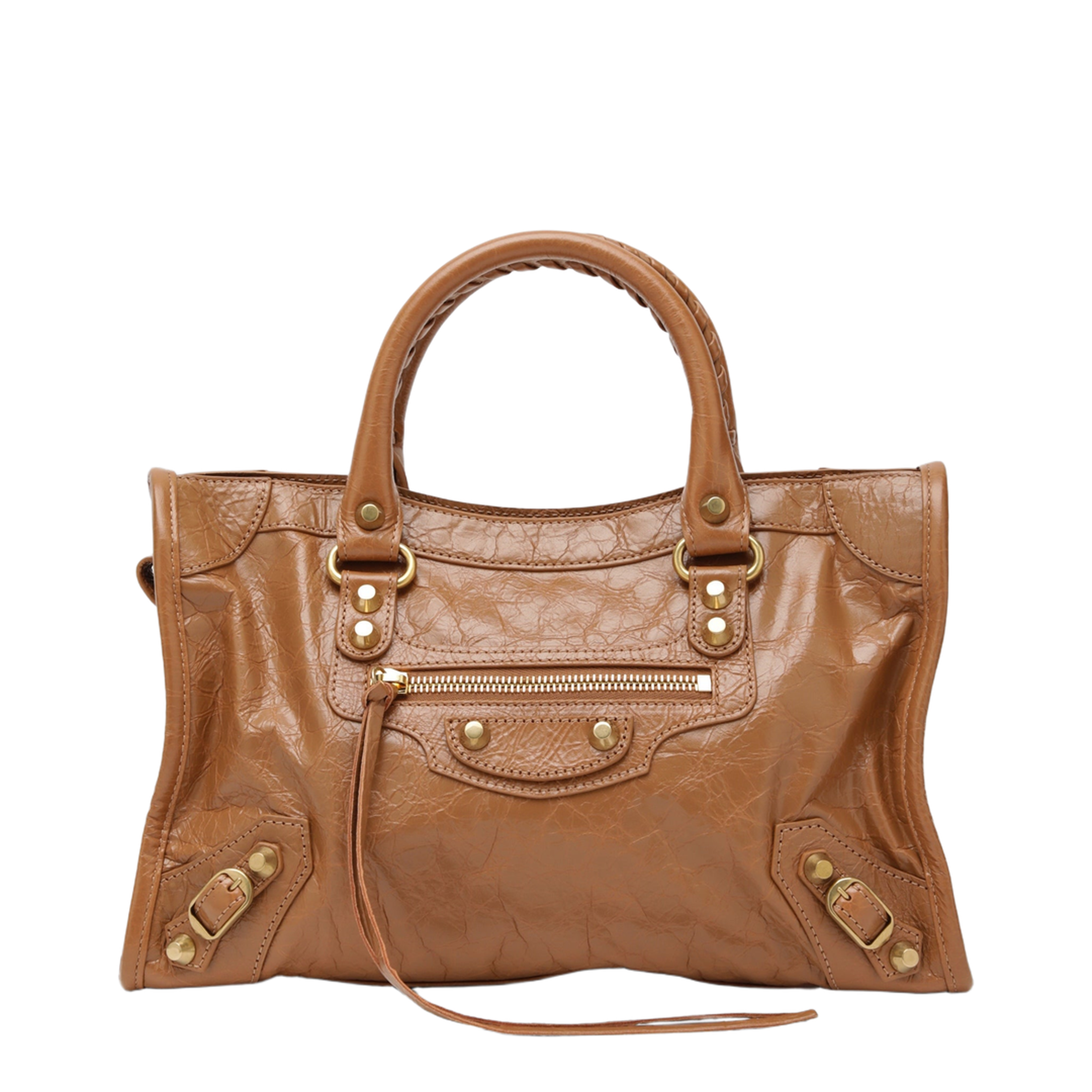 Small Beige Antique Gold City Bag - Image 1