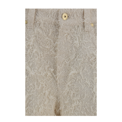 Square-leg Dyed Furry Pants with Monili - Image 3