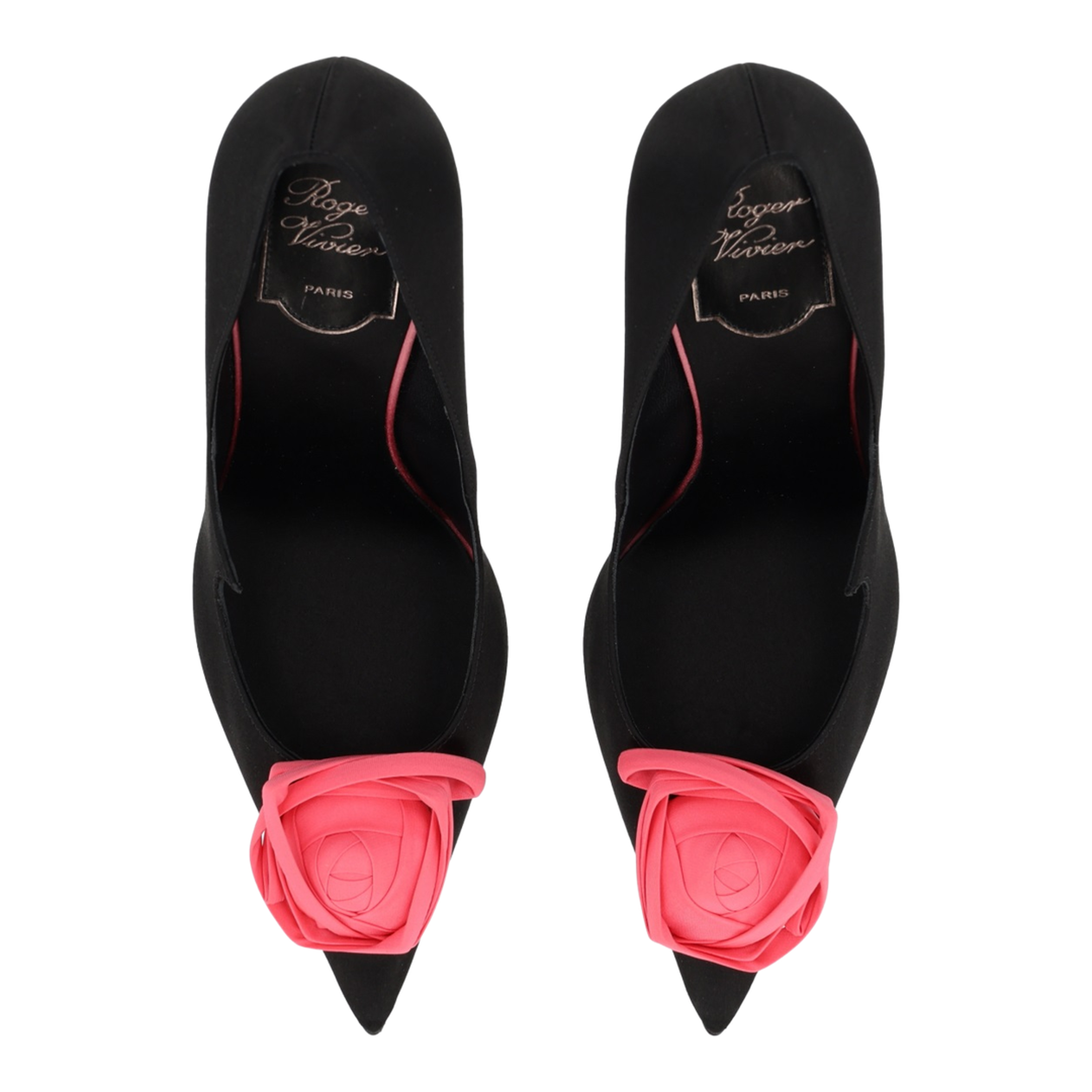Black Satin Pumps with Rose - Image 5