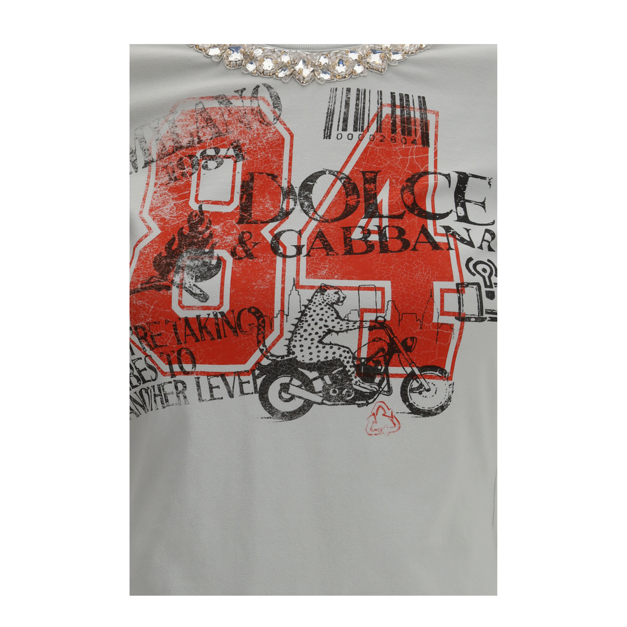 Jersey T-shirt with print and crystals - Image 3