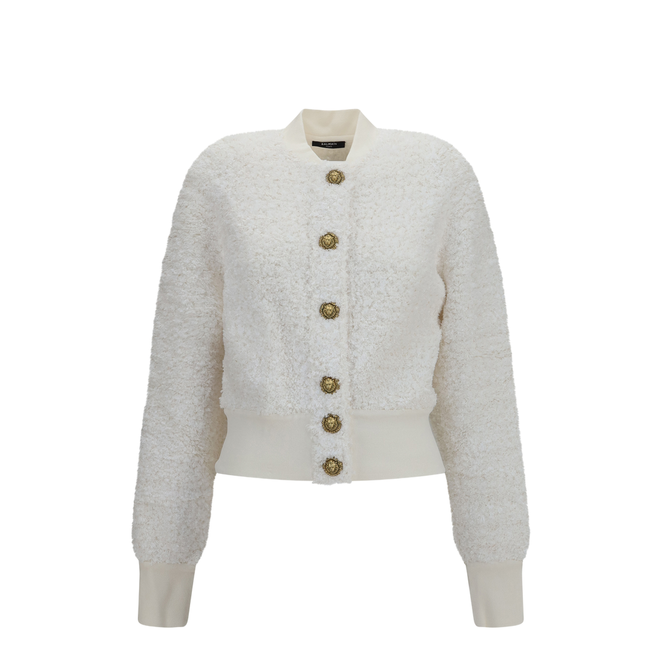 Tweed Bomber Jacket with Lion-Head Buttons - Image 1