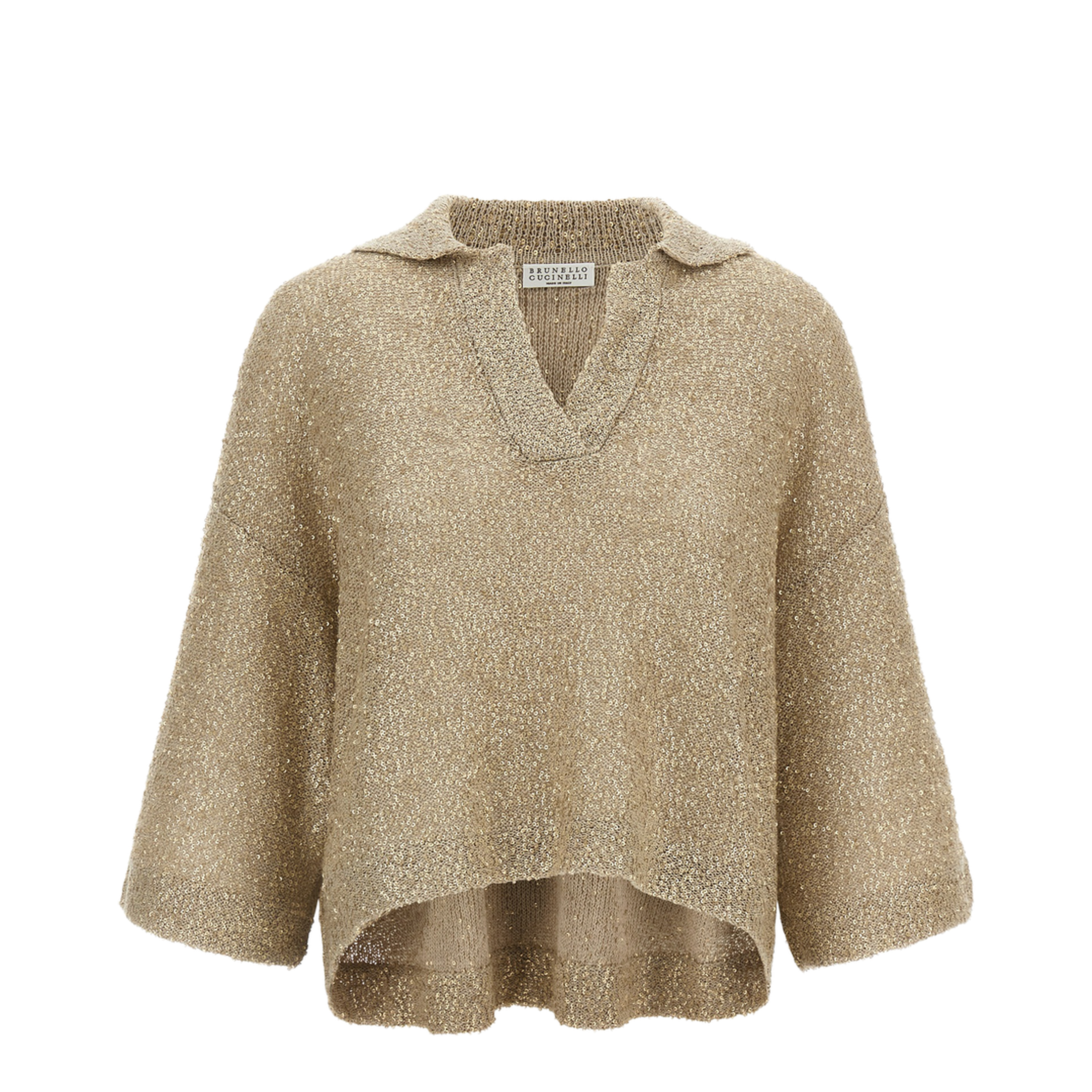 Shearling Knit Polo Shirt Beige - Image 1