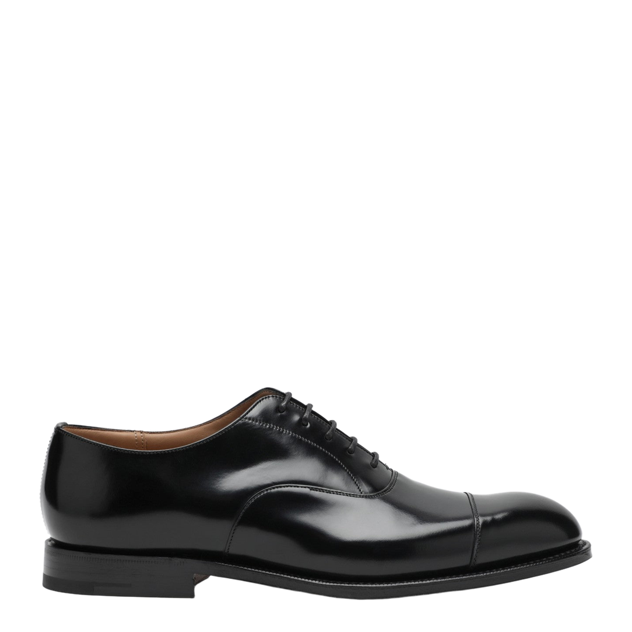 Black Smooth Leather Lace-Up Shoes - Image 1