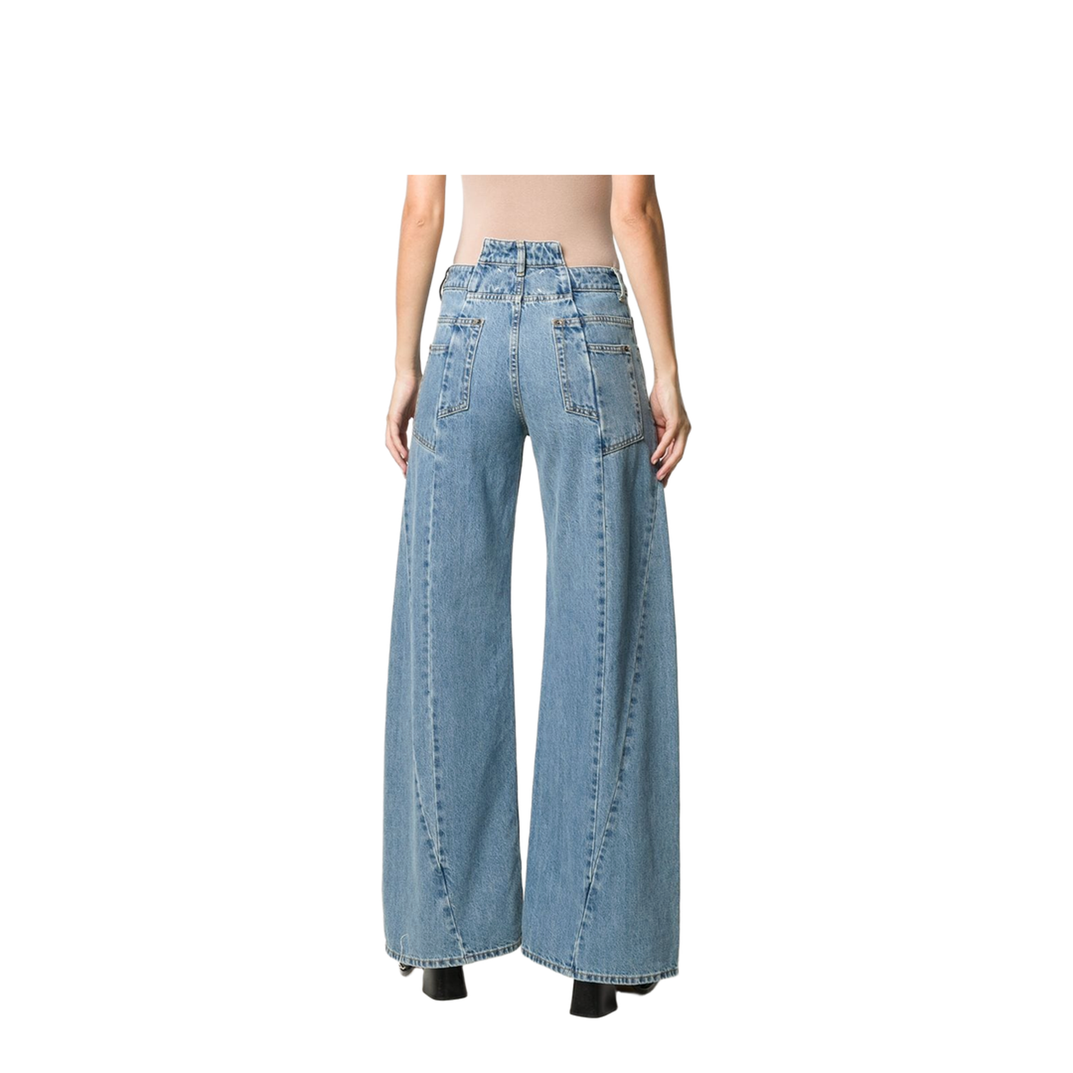 Blue Denim Regular-waisted Wide-leg Jeans - Image 5
