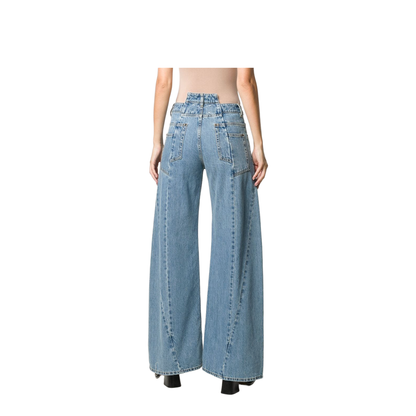 Blue Denim Regular-waisted Wide-leg Jeans - Image 5