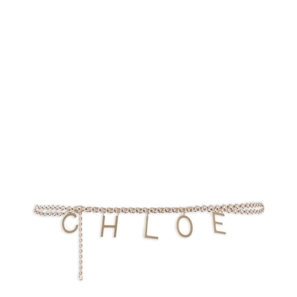 Gold-Tone Interlocking Chain Design Lettered Detailing Adjustable Length Clasp Fastening - Image 1