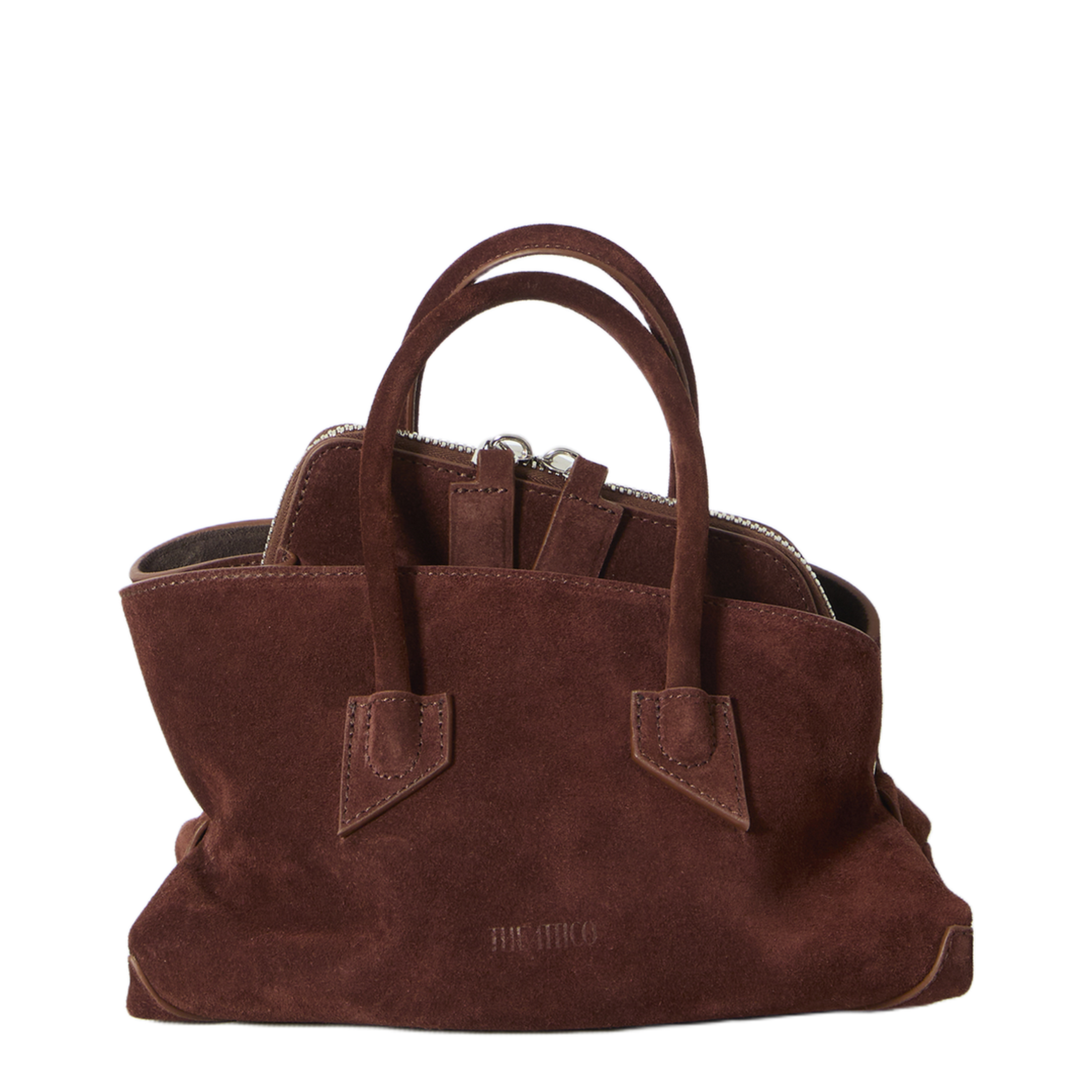 Lizzie Mini Suede Top Handle Bag - Light Choco - Image 1