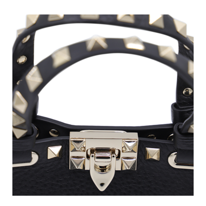 Rockstud Mini Calfskin Shopping Bag - Black - Image 7