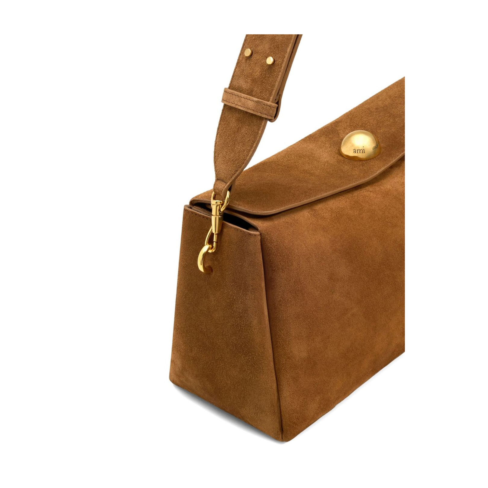 Hazelnut Brown Suede Leather Carrousel Medium Bag - Image 5