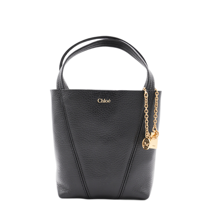 Spin Small Grained Cowhide Tote - Black - Image 1