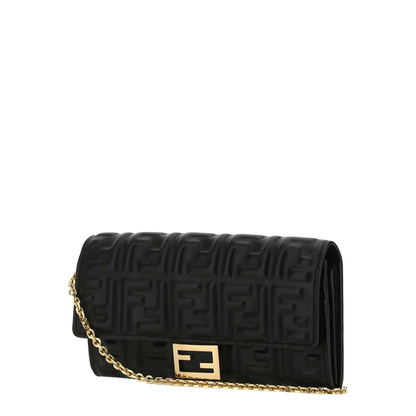Fendi Baguette Wallet With Thin Chain Crossbody Strap - Image 2