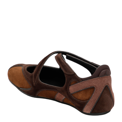 Floor 01 Suede Ballerina-Sneaker Flats in Brown - Image 2