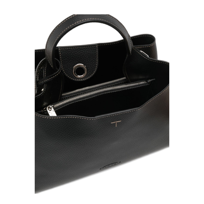 T Timeless Apa Calf Leather Top-Handle Bag - Black - Image 2