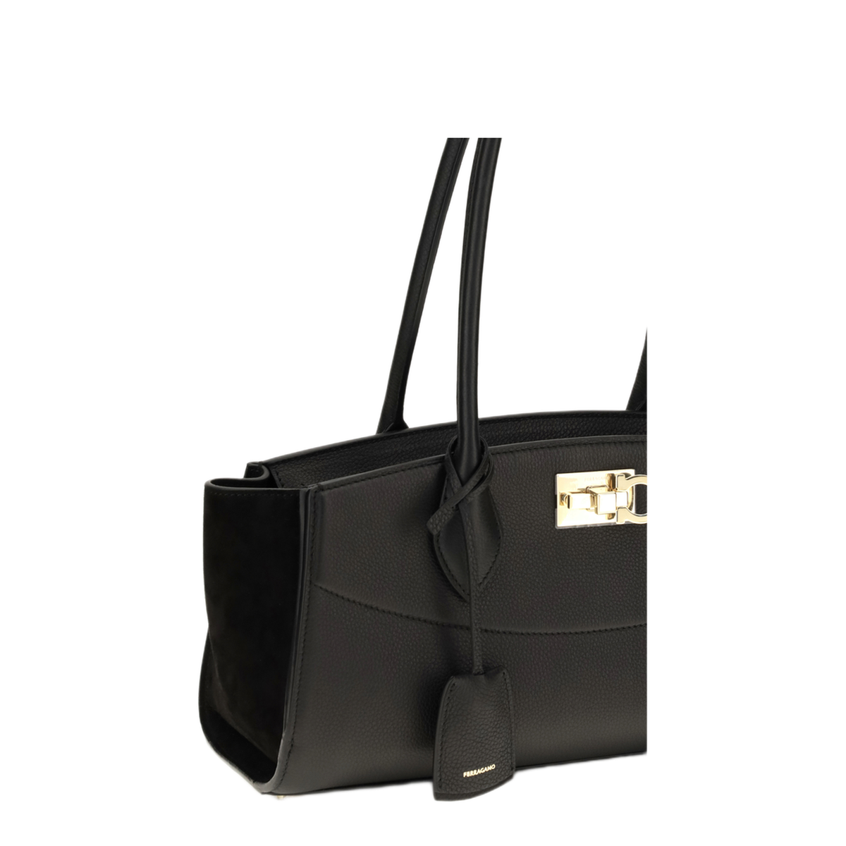 Studio Soft Medium Calfskin Suede Shoulder Bag - Nero - Image 4