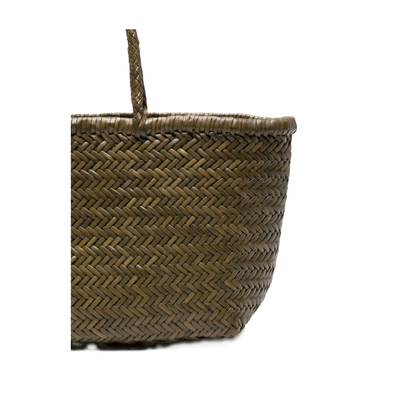 Big Triple Jump Woven Leather Tote - Kaki - Image 2