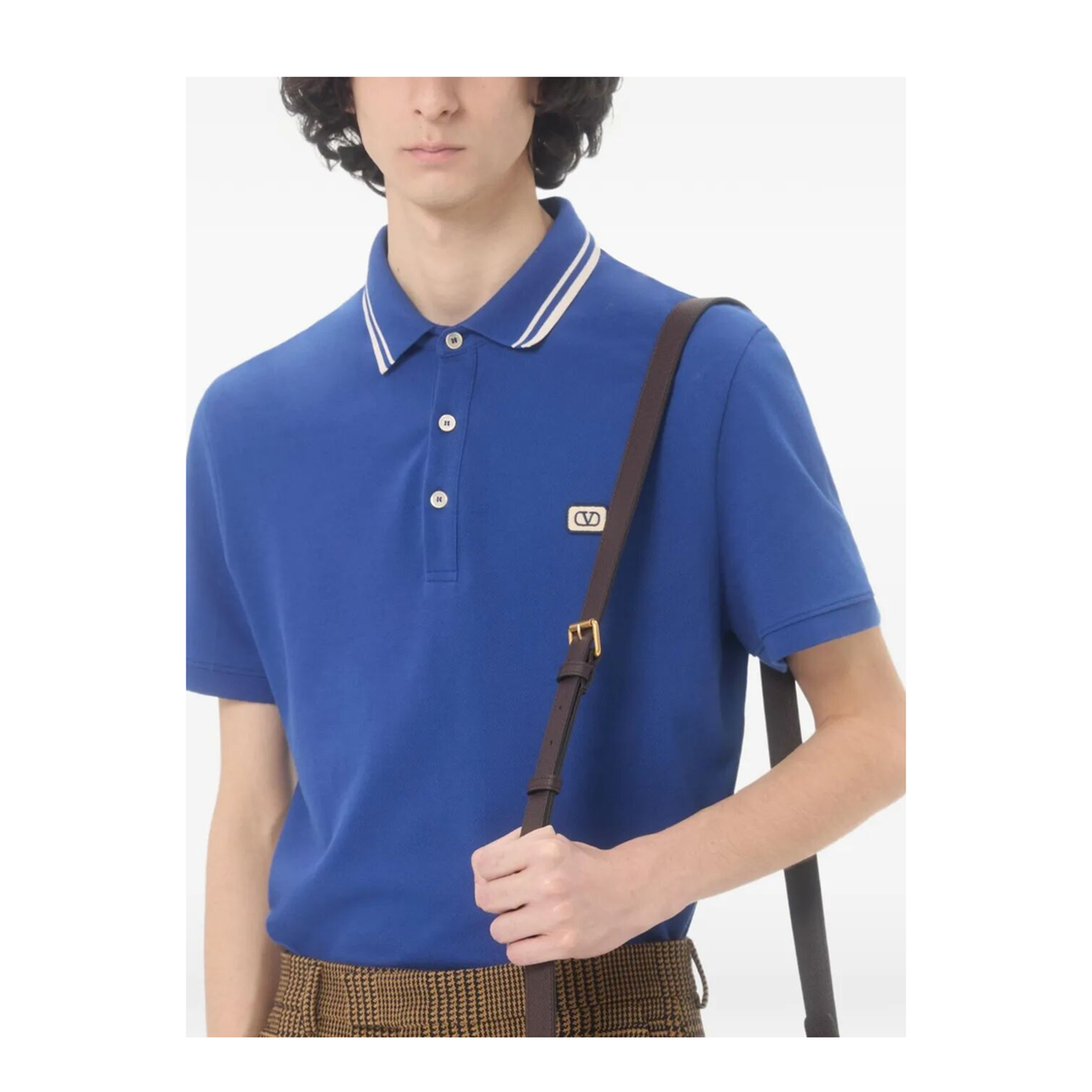 Cotton Piqué Polo Shirt with Vlogo Patch - Image 6