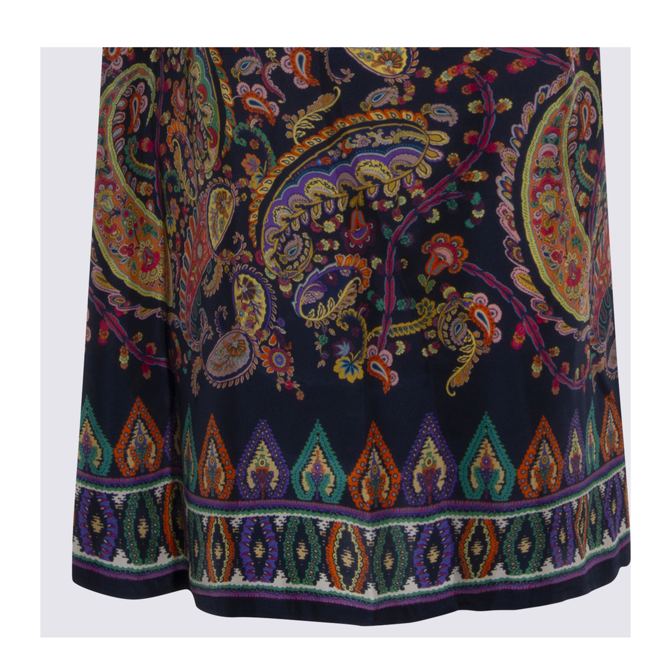 Blue Paisley-print Habotai Silk Tunic Short Dress - Image 8