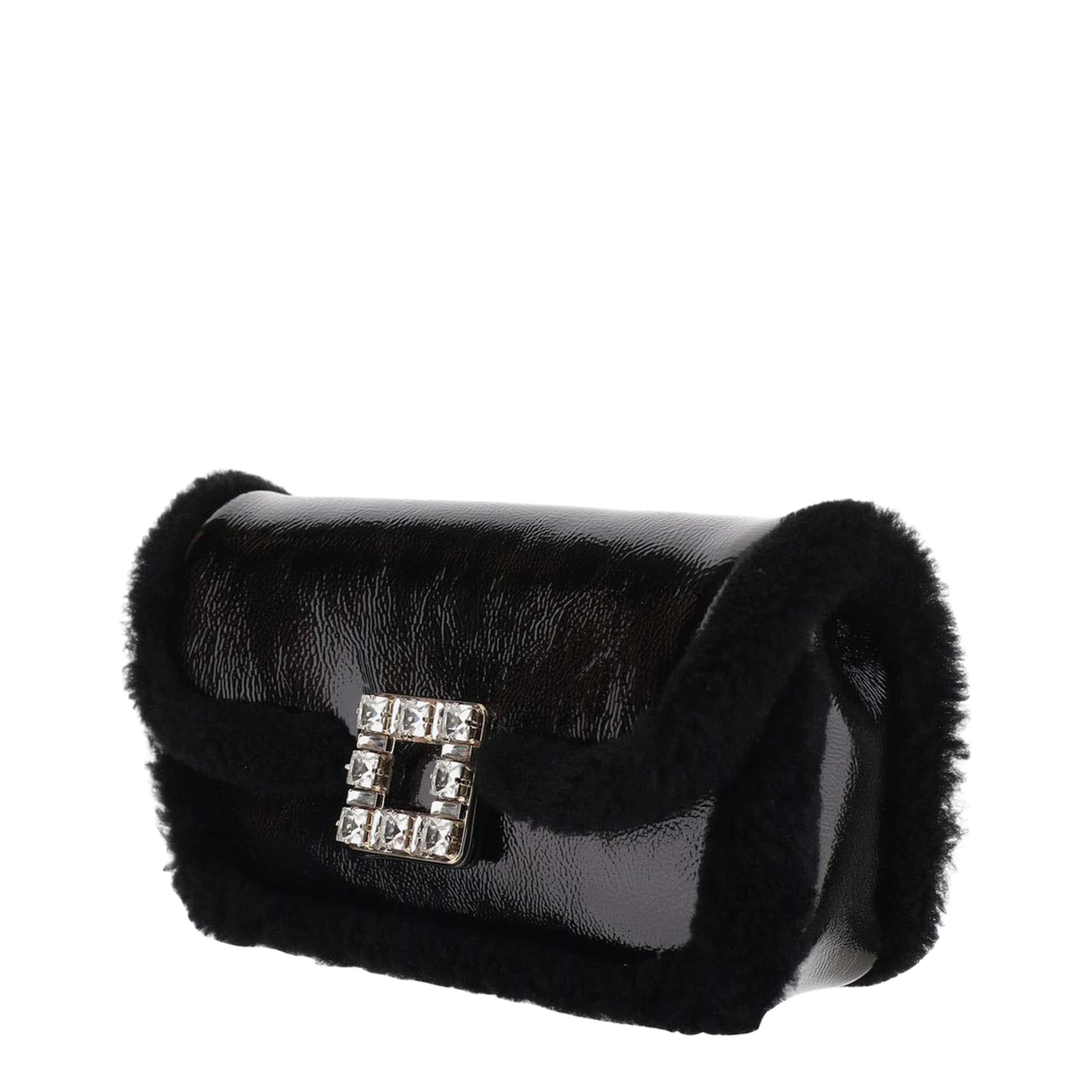 Shearling Strass Buckle Clutch Bag - Image 2