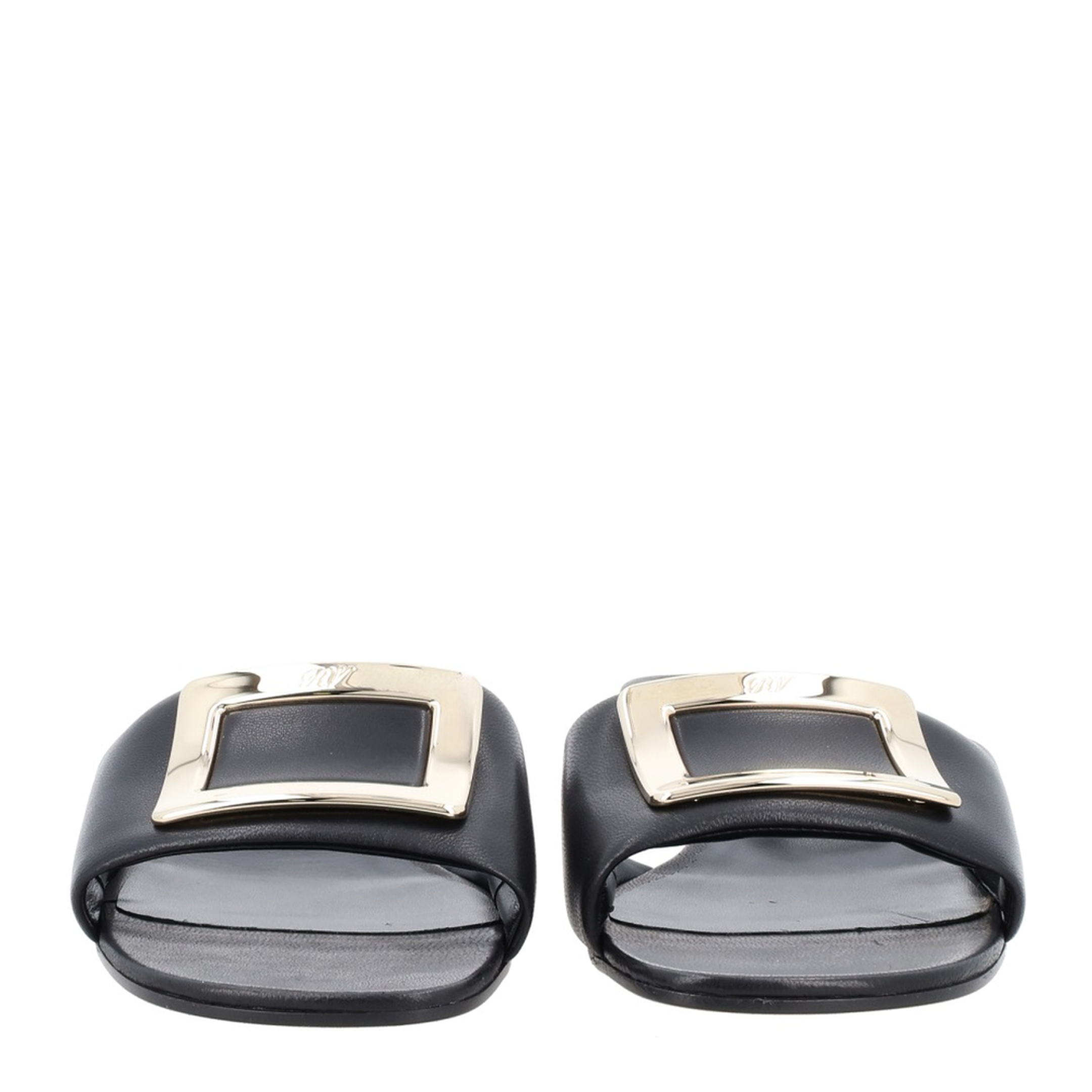 Square Buckle Leather Slides - Image 3