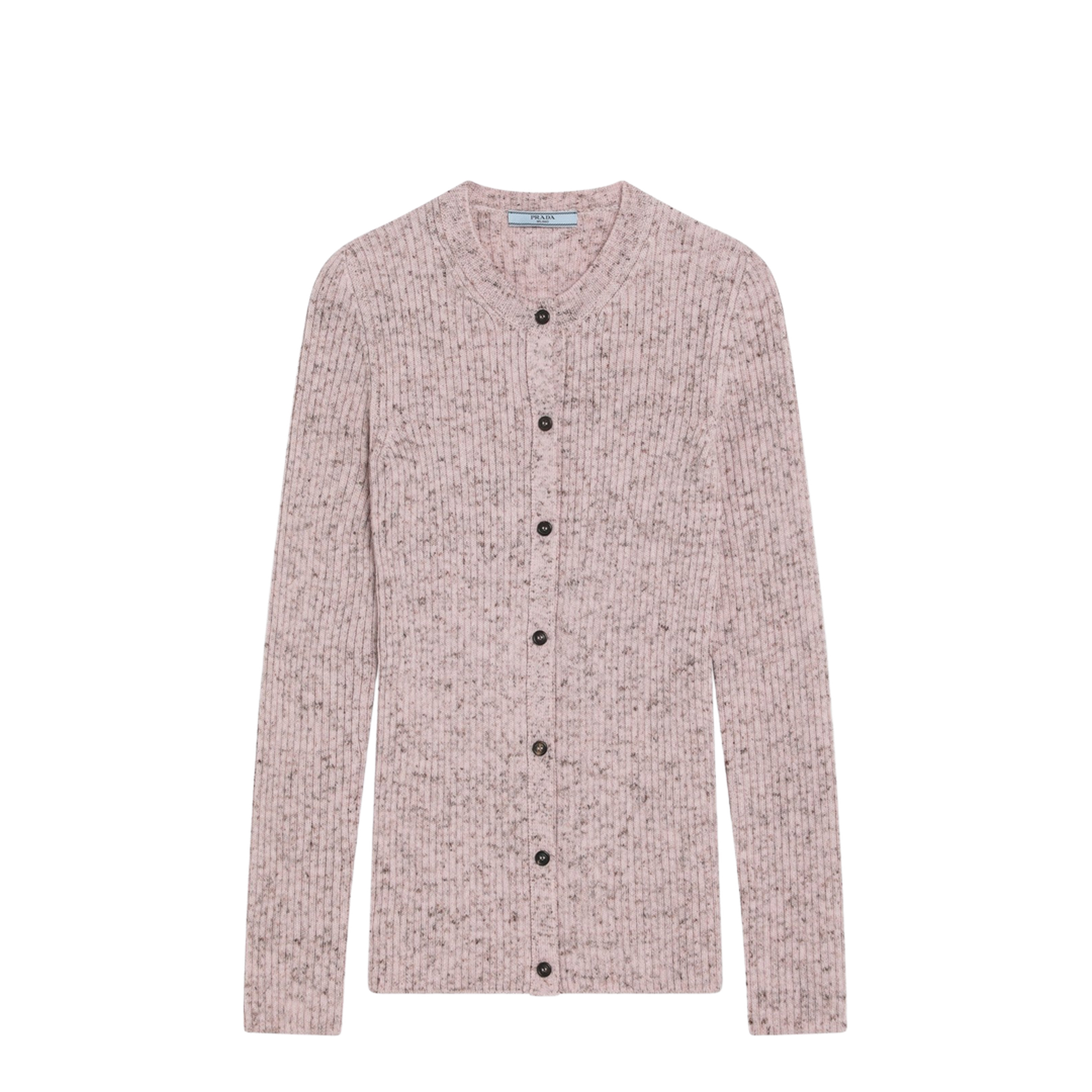Pink Ribbed Wool Cardigan - Image 1