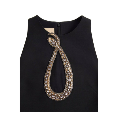 Rhinestone Snake Embroidery Crepe Couture Short Dress - Image 5