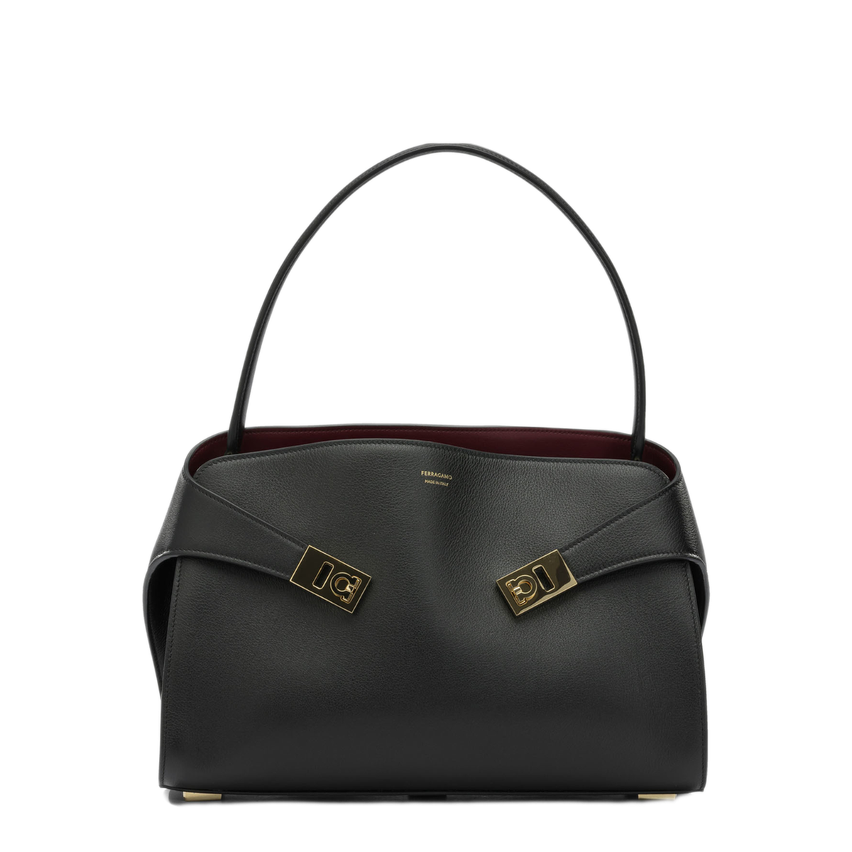 Hug Soft Medium Calfskin Shoulder Bag - Nero/Borgogna - Image 1