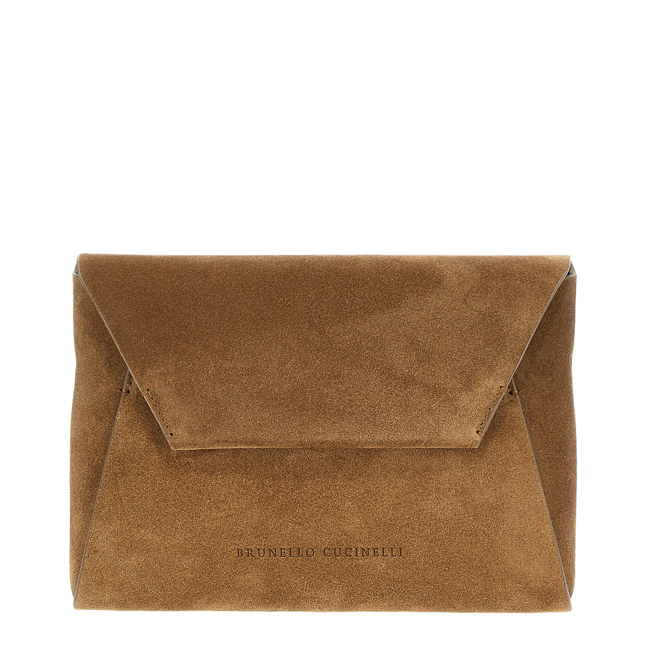 Suede Clutch Bag Brown - Image 5
