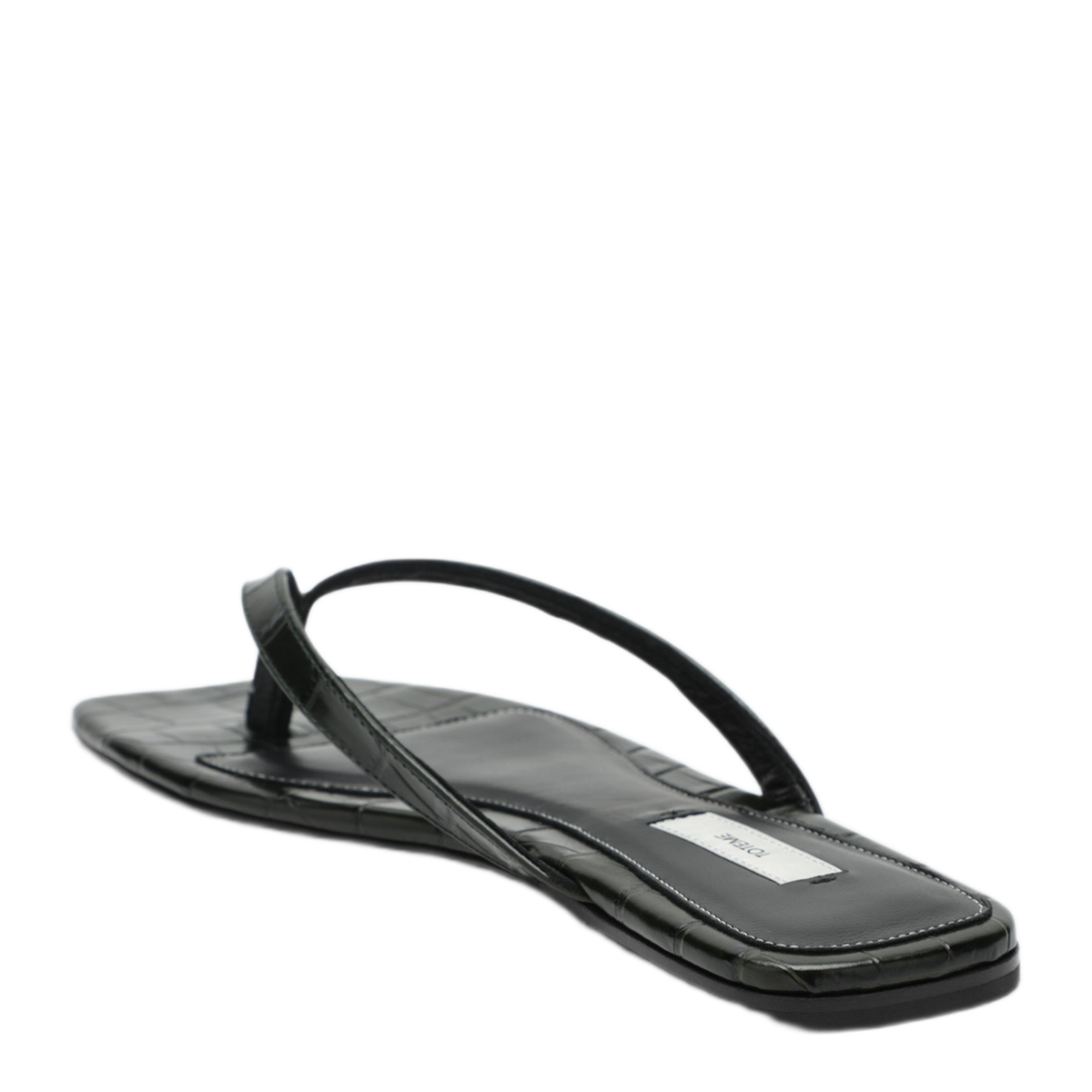 Crocodile Effect Leather Flip Flops - Image 2