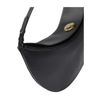 Ovalo Calf Leather Shoulder Bag - Black - Image 4