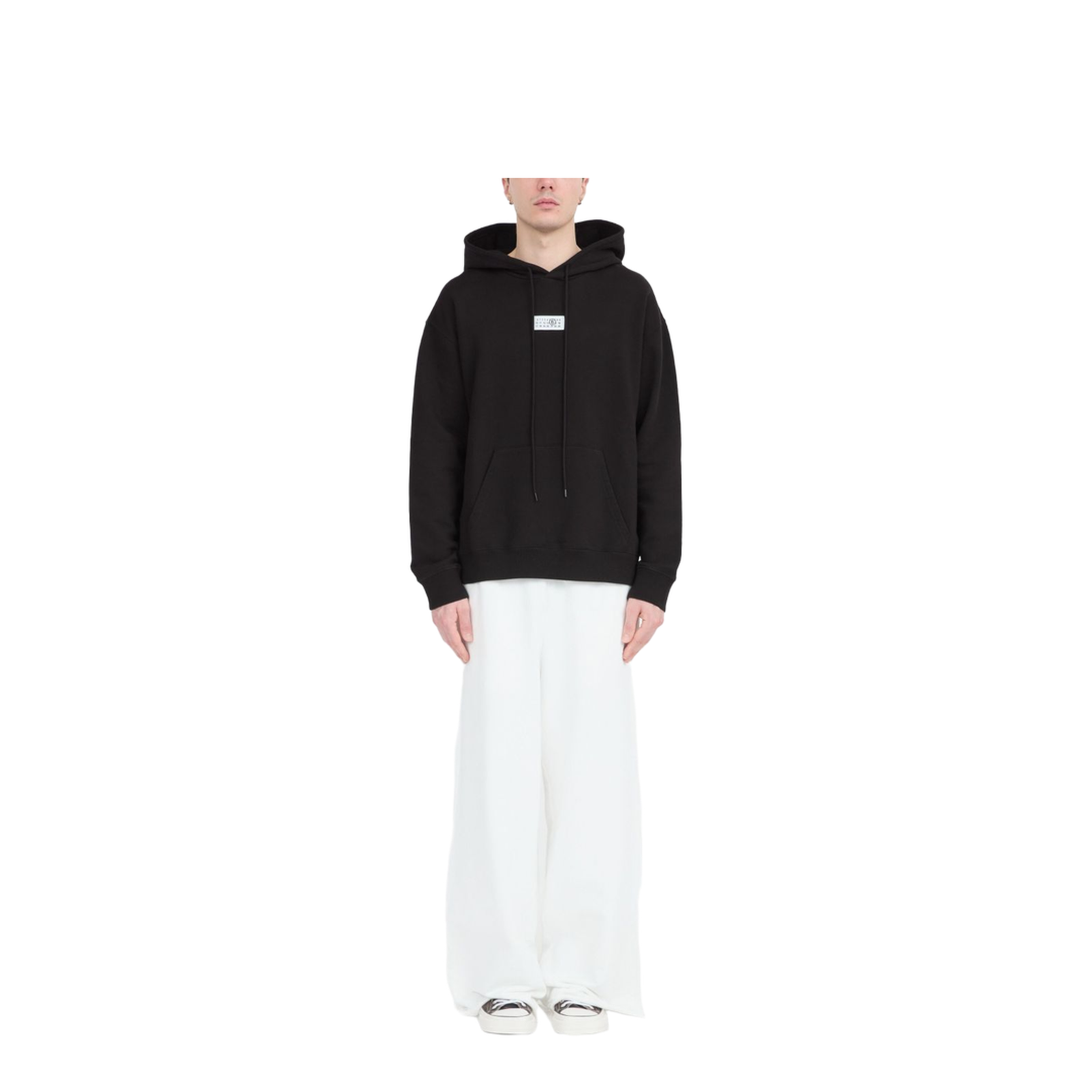 Black Front Pouch Pocket Adjustable Drawstring Hood Ribbed Cuffs Logo Patch Detailing - Image 2