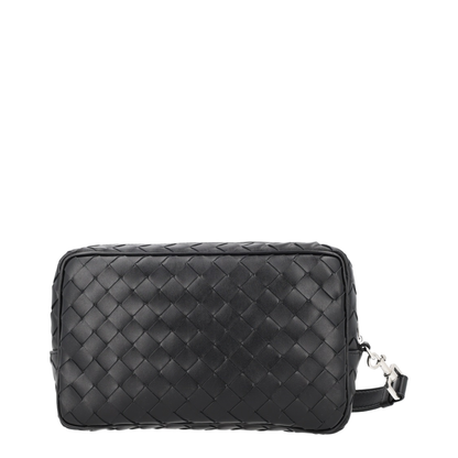 Intrecciato Pouch With Wristlet in Black - Image 2