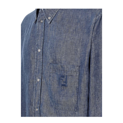 Comfort Fit Chambray Shirt with Embroidery - Image 3