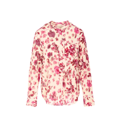 Silk Rose Print Blouse - Image 1